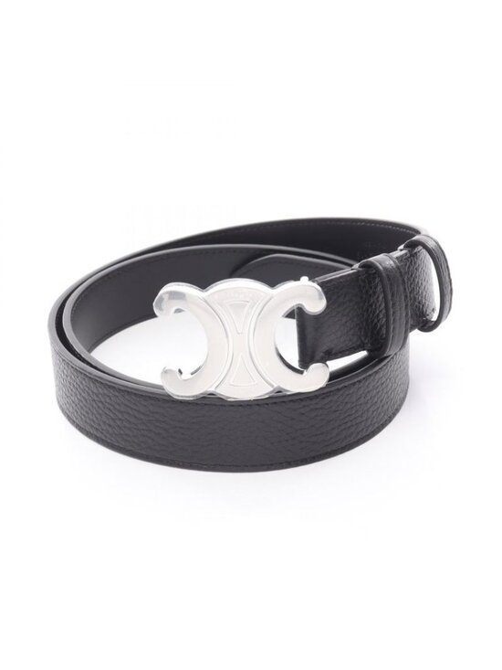 Celine Belt Triomphe Large Black Leather
